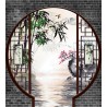 Papier peint 3D asiatique paysage zen format portrait - Jardin traditionnel chinois