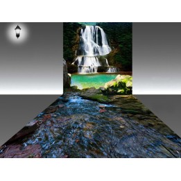 papier peint personnalisé revêtement de sol vinyle autocollant pvc paysage avec la cascade et la rivière 