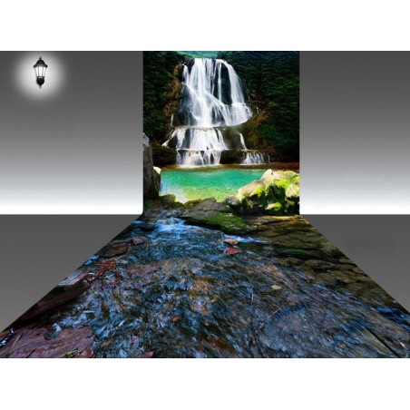 Décor combiné mur & sol - Paysage de la cascade et la rivière - Partie sol