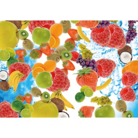 Revêtement de sol trompe l'œil effet 3D - Les fruits dans l'eau pétillante