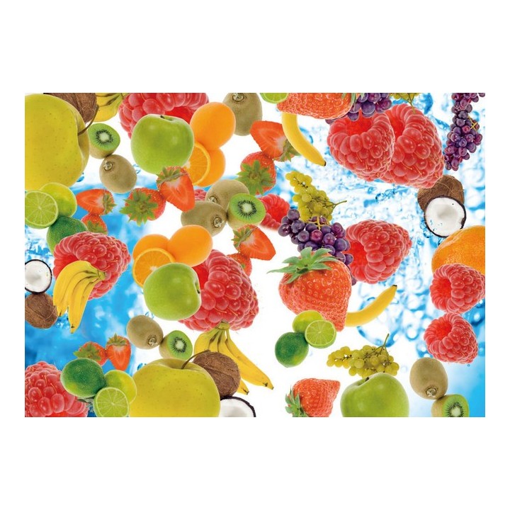 revêtement de sol vinyle auto-adhésif surface en pvc trompe l'œil effet 3d les fruits dans l'eau pétillante
