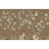 Tapisserie florale style asiatique - Les fleurs et les oiseaux sur fond marron