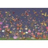 Tapisserie florale style asiatique - Les fleurs et les oiseaux sur fond violet
