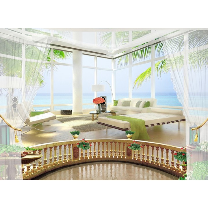 papier peint 3D paysage fantaisie romantique vue de la mer