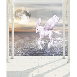 papier peint 3D fantaisie romaintique licorne au crépuscule