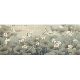 peinture asiatique ancienne papier peint chinois tapisserie numérique les lotus et les oiseaux dans l'étang