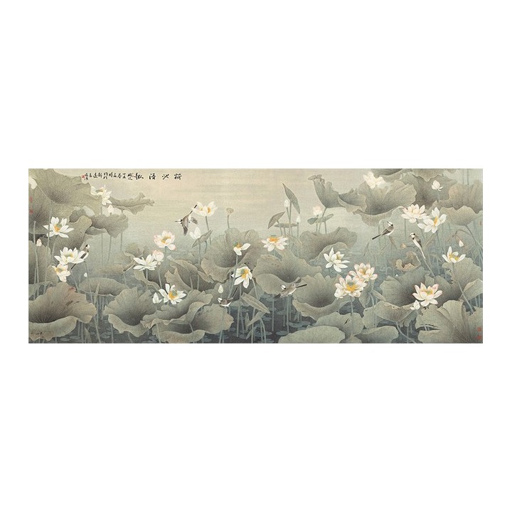 peinture asiatique ancienne papier peint chinois tapisserie numérique les lotus et les oiseaux dans l'étang