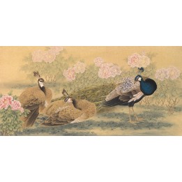 peinture asiatique ancienne papier peint chinois panoramique tapisserie numérique les paons dans le jardin de pivoine