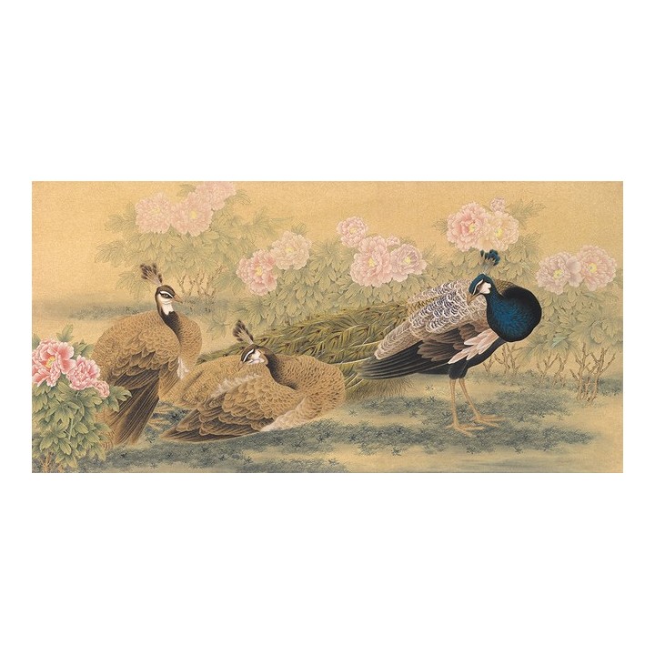 peinture asiatique ancienne papier peint chinois panoramique tapisserie numérique les paons dans le jardin de pivoine