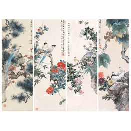 peinture asiatique papier peint d'artiste tapisserie murale décorative fleur et oiseau