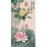 Tapisserie numérique style chinois - Les lotus, les roses de Chine et les oiseaux