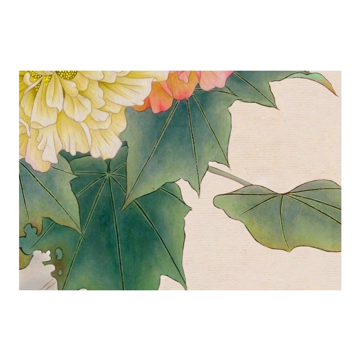 papier peint chinois chinese wallpaper - Les lotus les roses de chine et les oiseaux