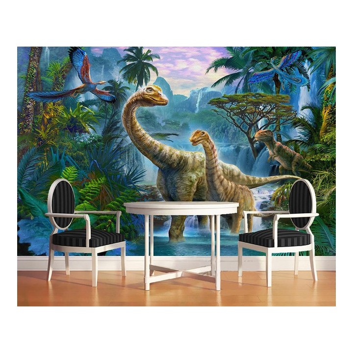 décoration murale tapisserie numérique papier peint panoramique poste géant mural les dinosaures dans la jungle