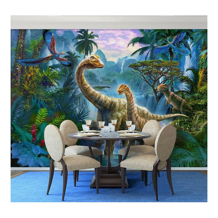 décoration murale tapisserie numérique papier peint panoramique poste géant mural les dinosaures dans la jungle