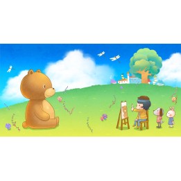 papier peint enfant Petit peintre et nounours