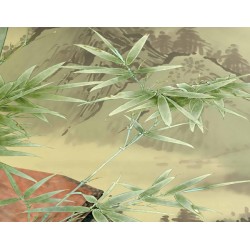 Paysage asiatique aspect ancien effet sépia - Les bambous et les orchidées sauvages