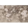 Papier peint tapisserie asiatique - Les fleurs de cerisier et les oiseaux fond gris