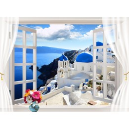 anamorphose trompe l'œil 3D papier peint personnalisé paysage Grèce