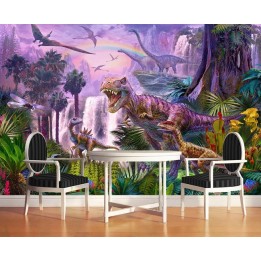tapisserie paysage fantaisie papier peint photo dinosaure poste géant paysage jungle