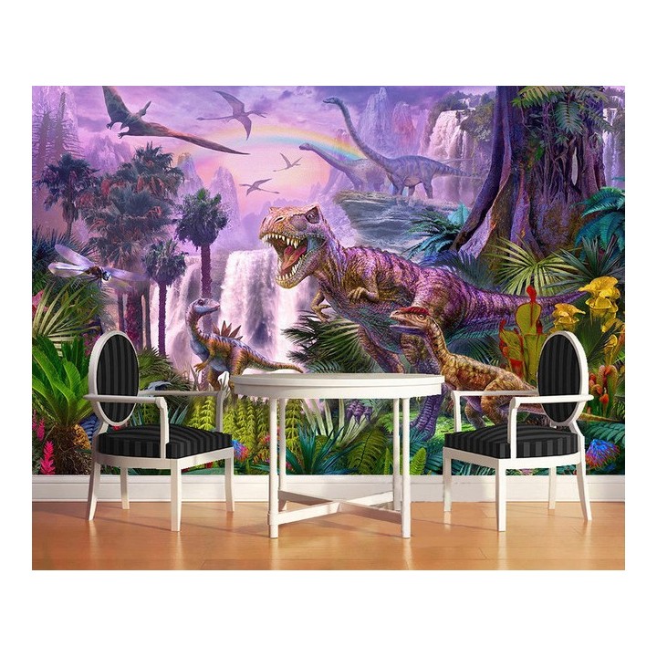 tapisserie paysage fantaisie papier peint photo dinosaure poste géant paysage jungle