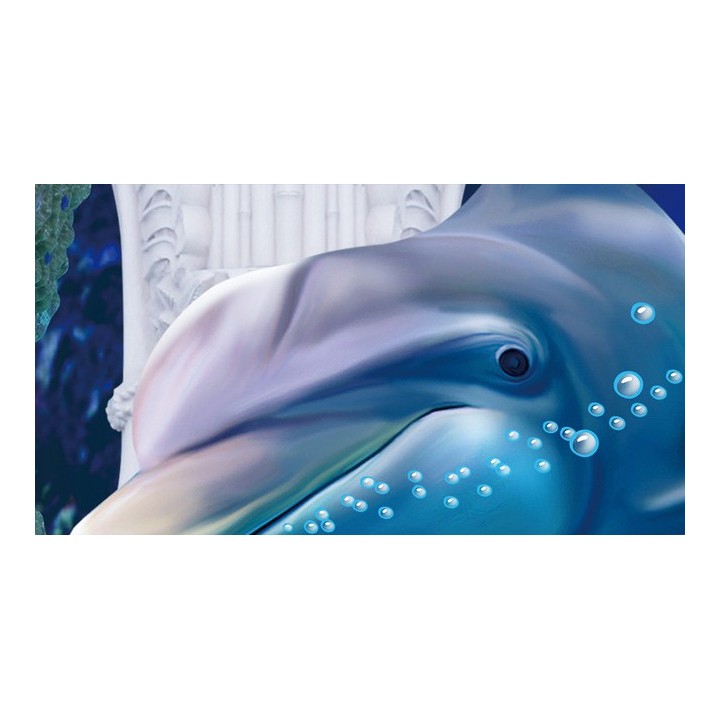 décor grand format panoramique papier peint photo trompe l'œil tapisserie 3D fond marin les dauphins et les pieuvres