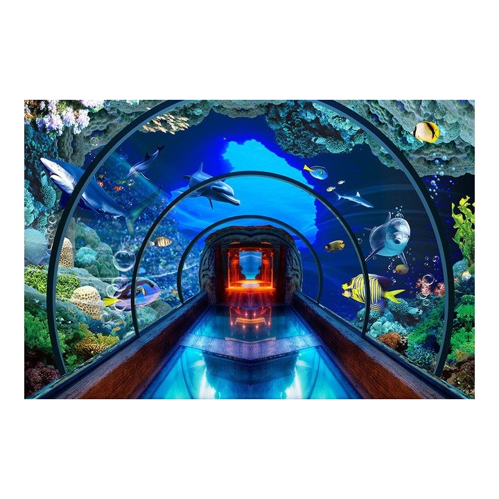 extension d'espace papier peint photo trompe l'œil 3D personnalisé poster fond marin aquarium géant