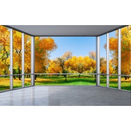 papier peint trompe l'œil 3D tapisserie paysage poster géant arbre d'automne