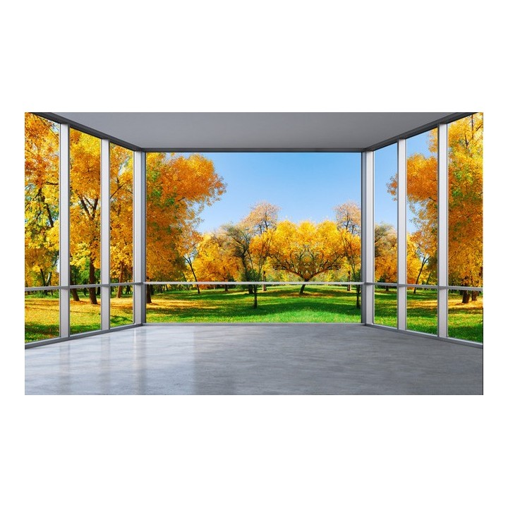 papier peint trompe l'œil 3D tapisserie paysage poster géant arbre d'automne