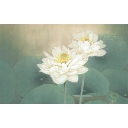 papier peint asiatique ancienne tapisserie d'artiste personnalisé les lotus blancs