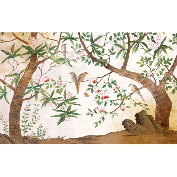 papier peint photo asiatique tapisserie d'artiste personnalisé les fleurs et les oiseaux