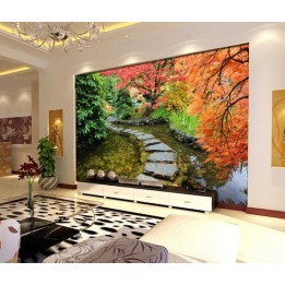 tapisserie zen papier peint photo paysage personnalisé effet 3d jardin japonais