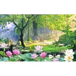 tapisserie zen papier peint photo paysage personnalisé lotus dans la foret