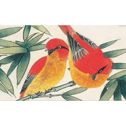 Paravent asiatique aux fleurs et aux oiseaux des 4 saisons