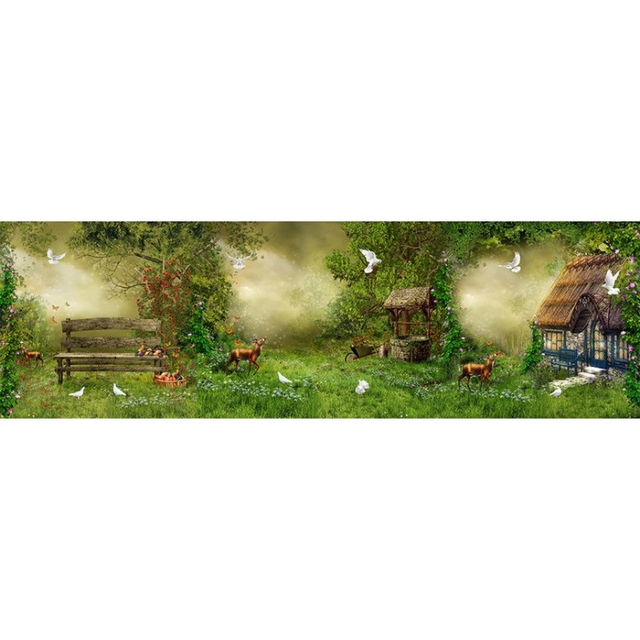 décoration murale grand panoramique papier peint photo personnalisé paysage fantaisie maison foret