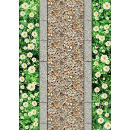 revêtement de sol design personnalisé chemin pavé de galets sur tapis de fleur