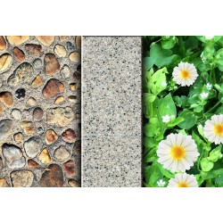 Revêtement de sol paysage nature - Chemin pavé de galets sur tapis de fleur