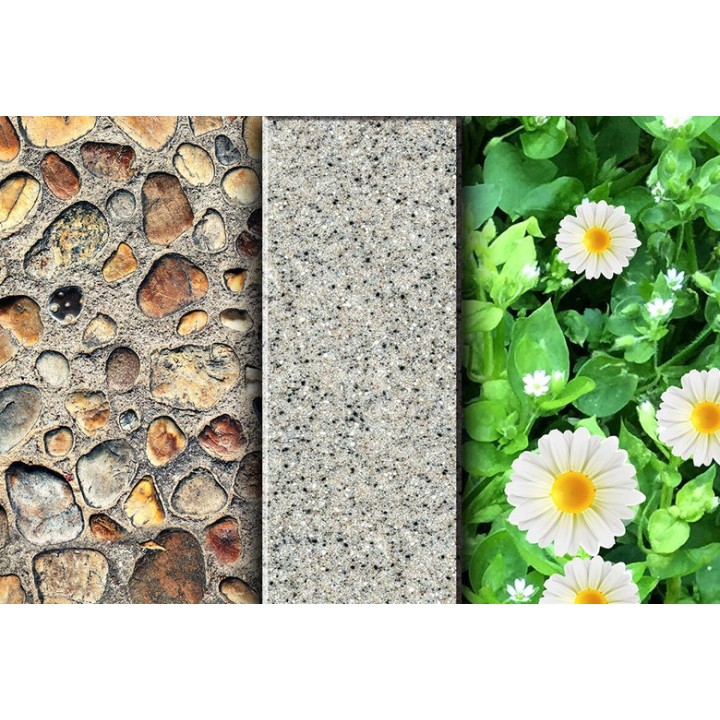revêtement de sol design personnalisé chemin pavé de galets sur tapis de fleur