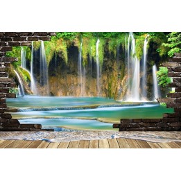 décoration murale papier peint photo personnalisé poster trompe l’œil 3d chute d'eau