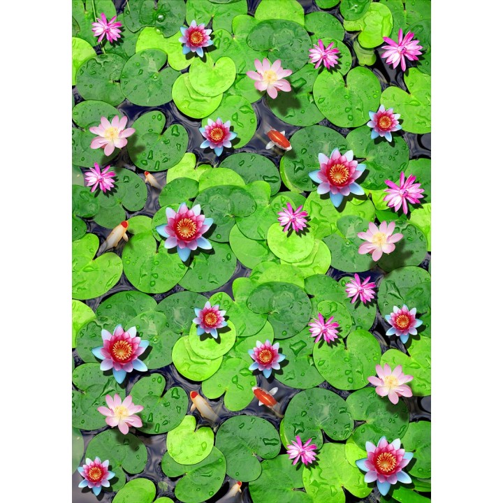 revêtement de sol vinyle tapis pvc imprimé personnalisé nénuphar poisson zen