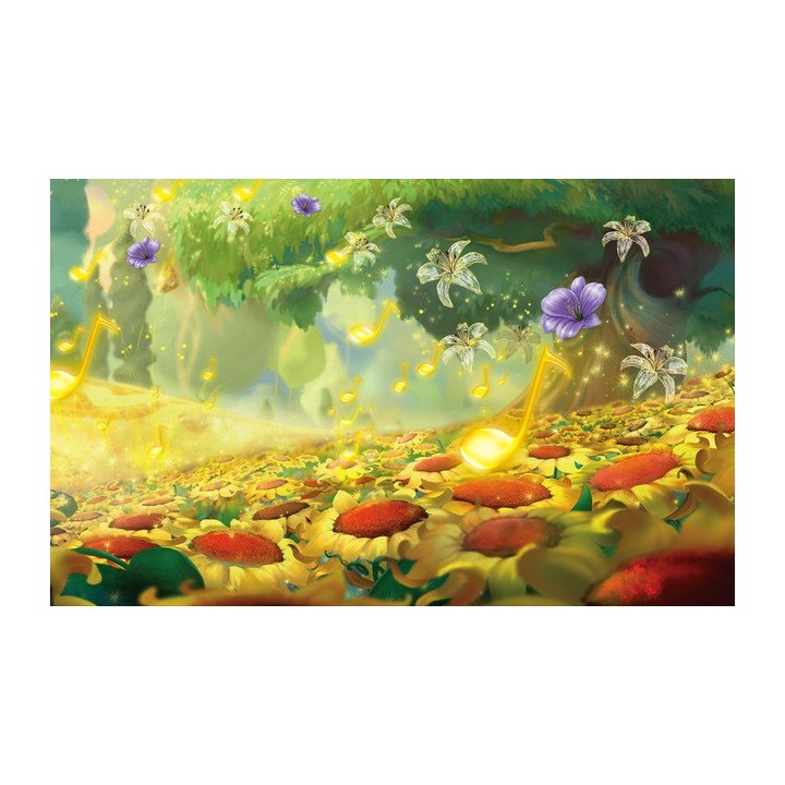 wallpaper children giant poster papier peint paysage féerique chambre enfant dans le champ de tournesol