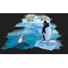 Decoration événementielle à l' extérieur Revêtement sol trompe l'oeil 3D paysage glaciaire - Le pingouin, le dauphin et les ours