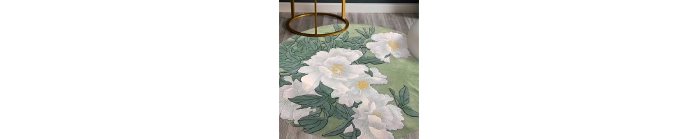Tapis Chinois Traditionnel Motif Floral Magnolia Lotus Pivoine