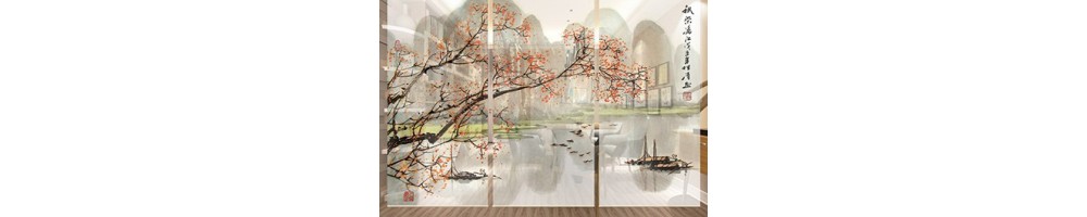 Cloison Japonaise Toile Enrouleur Imprimé Paysage Asiatique