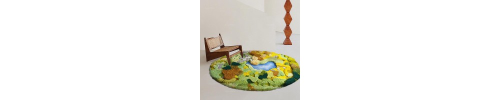 Tapis laine moderne forme ronde chambre bureau salle d'attente