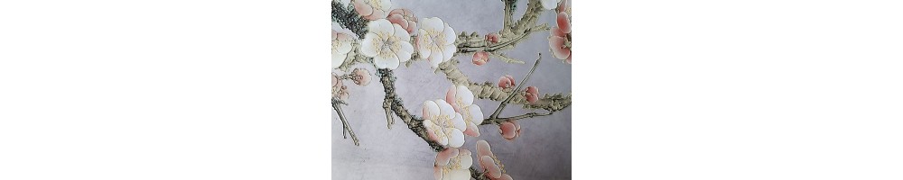 Papier Peint 3D Tapisserie Soie Fleur Oiseau Surface Relief