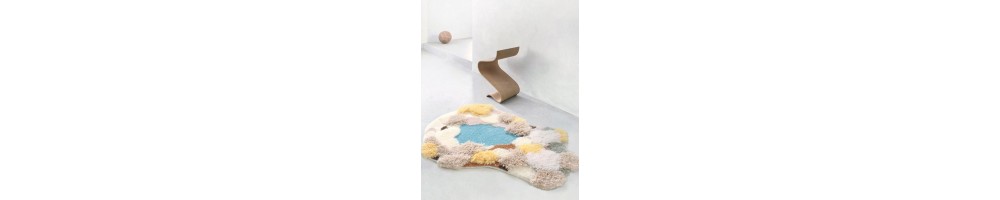 Tapis lavable poil long velours en relief mousse fleur neige