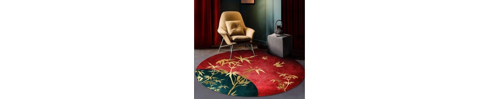 Tapis Lavable Salle de Bain Japonais Zen Fleur Oiseau Bambou