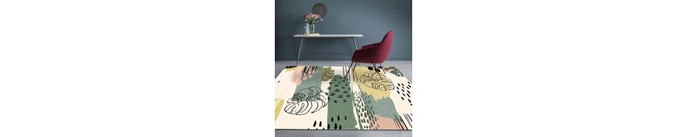 Tapis Tropical Salon Séjour Chambre Plante et Fleur Exotique