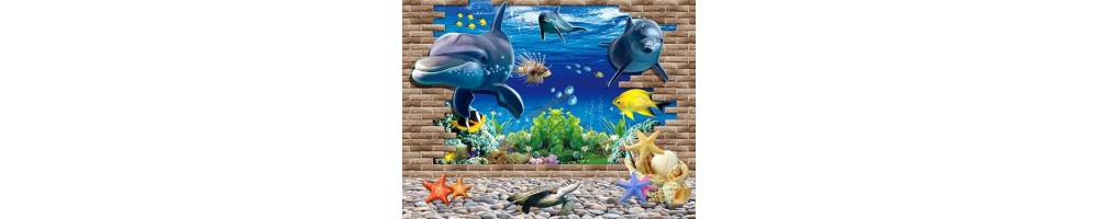 tête de lit chambre enfant dauphin poster requin baleine 