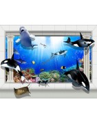 Poster géant trompe l'oeil 3D sur mesure orque animal marin